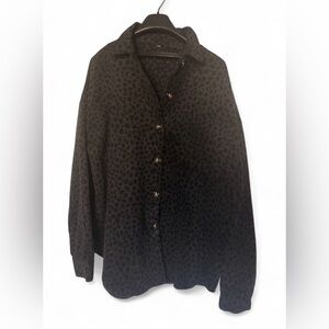 Black Leopard Print Button-Up Shirt